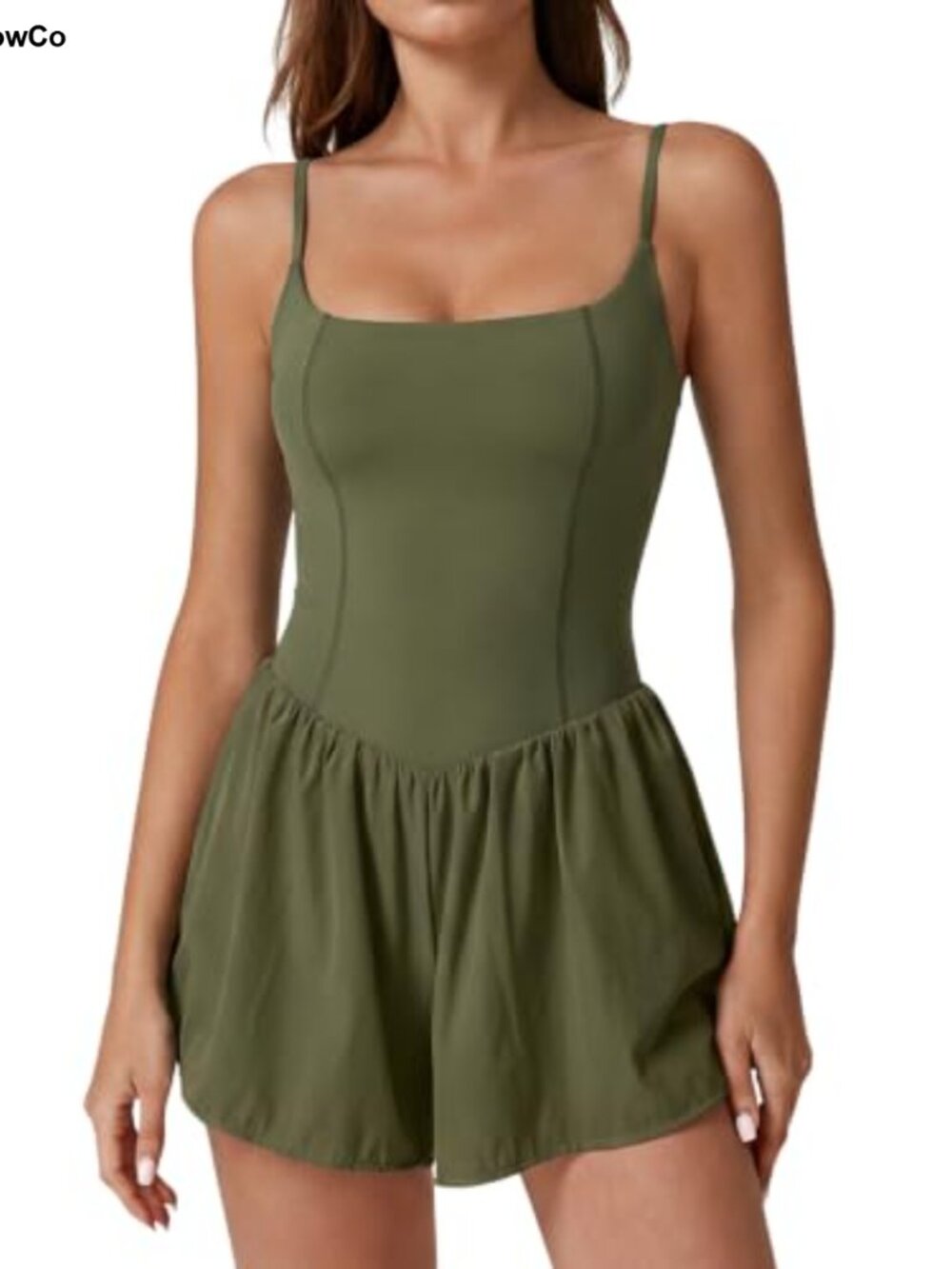 Sleeveless Square Neck Romper for Women Casual Stretchy Short Jumpsuit